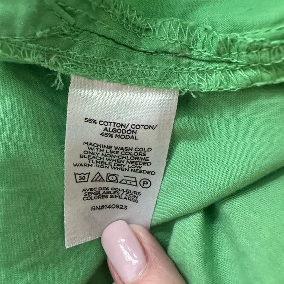 Loft Oversized Cotton Blend Button Down Pretty Green Size Large - Picture 8 of 9